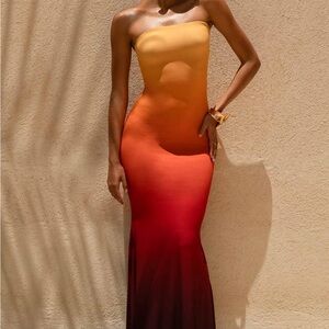 Elegant Ombre Strapless Dress